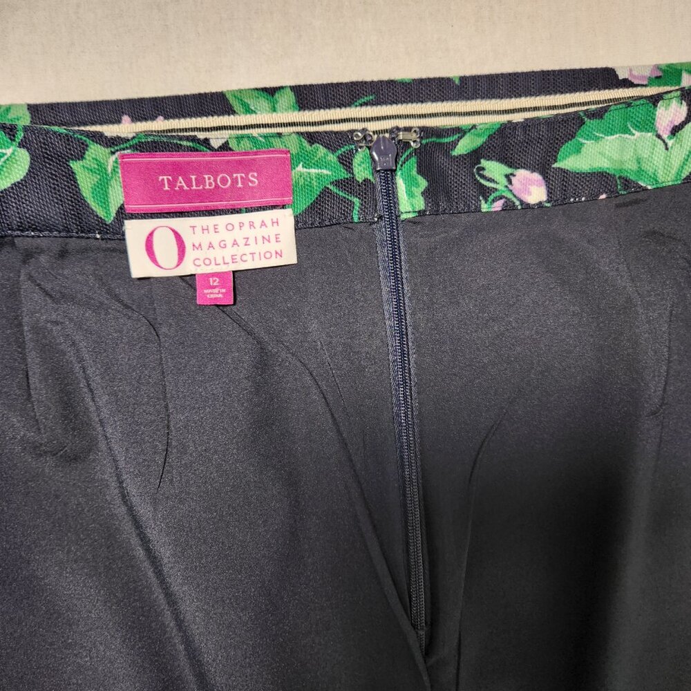 TALBOTS The Oprah Magazine Feminine Romantic Preppy Blue Floral Skirt Size 12. - Picture 11 of 16